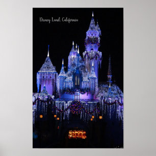 Disney World Kasteel,Californië,'s Nachts Poster