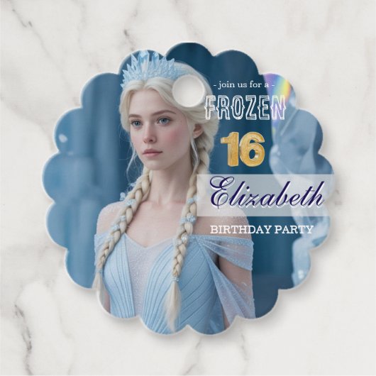 Disney's Frozen Elsa Birthday personalize name Bedankjes Labels (Voorkant)