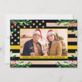 Dispatcher 911 Christmas Custom Photo Gold Flag Feestdagenkaart (Voorkant)