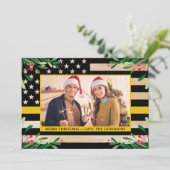 Dispatcher 911 Christmas Custom Photo Gold Flag Feestdagenkaart (Staand voorkant)