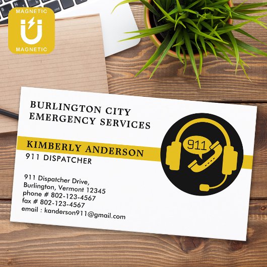 Dispatcher 911 Emergency Custom Professional Logo Magnetisch Visitekaartje