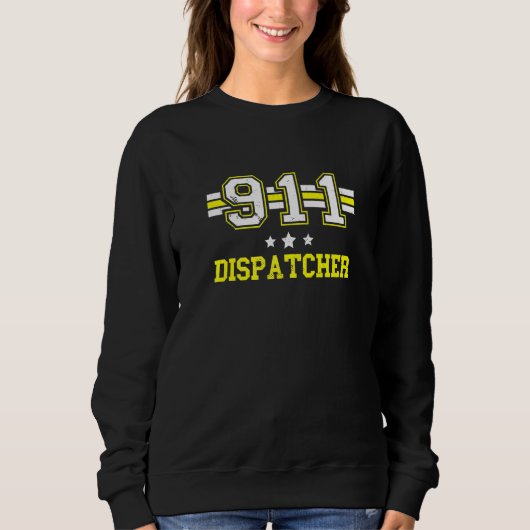 Dispatcher 911 Operator Dunne Gele Lijn Zending Trui (Voorkant)