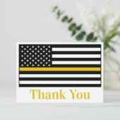 Dispatcher 911 Politie vuurt dunne gouden lijn Bedankkaart (Staand voorkant)