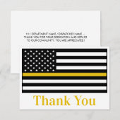 Dispatcher 911 Politie vuurt dunne gouden lijn Bedankkaart (Voorkant / Achterkant)