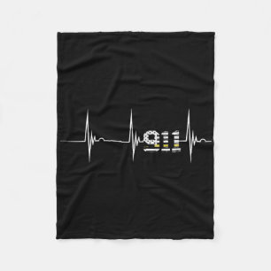 Dispatcher 911 Vintage Usa Vlag Hartslag Ekg Pols Fleece Deken