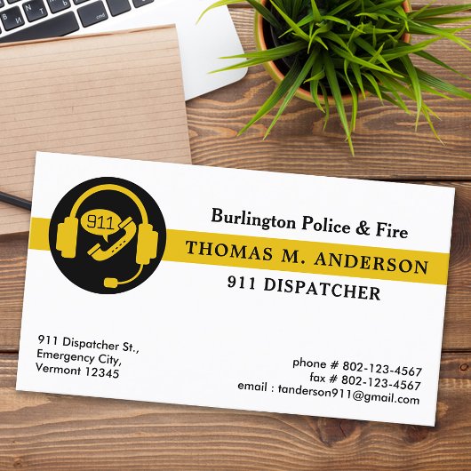 Dispatcher aangepaste moderne hulpdiensten 911 visitekaartje