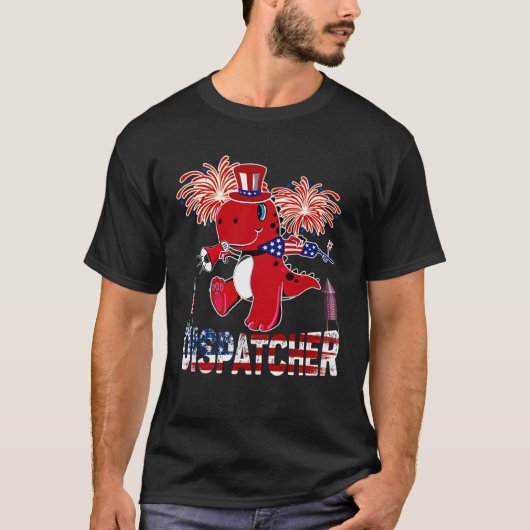 Dispatcher American Flag rex Fireworks 4th of Jul T-shirt (Voorkant)