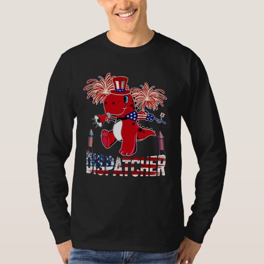 Dispatcher American Flag rex Fireworks 4th of Jul T-shirt (Voorkant)