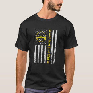 Dispatcher  Amerika Vlag op hoofdtelefoon 911 T-shirt