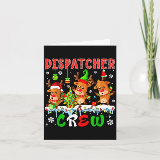 Dispatcher Crew Three Cute Santa Elf Reindeers Xma Kaart (Voorkant)