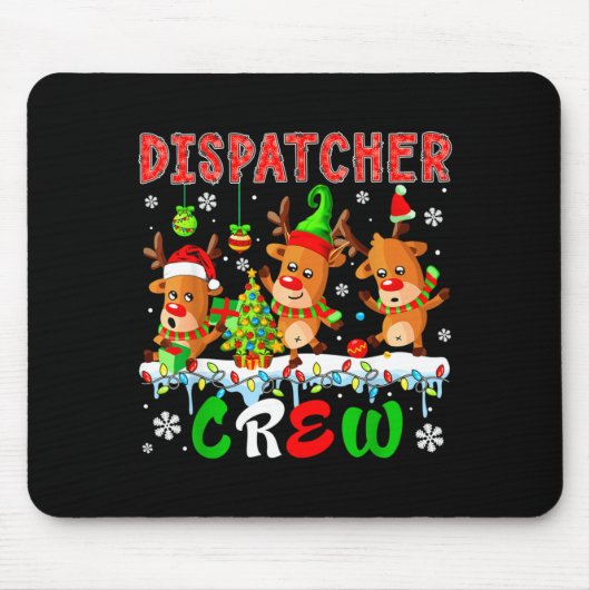 Dispatcher Crew Three Cute Santa Elf Reindeers Xma Muismat (Voorkant)