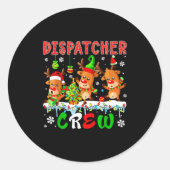 Dispatcher Crew Three Cute Santa Elf Reindeers Xma Ronde Sticker (Voorkant)