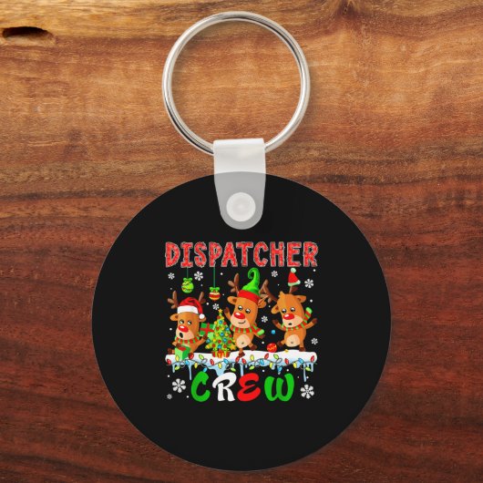 Dispatcher Crew Three Cute Santa Elf Reindeers Xma Sleutelhanger (Voorkant)