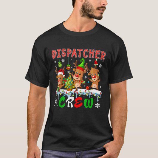 Dispatcher Crew Three Cute Santa Elf Reindeers Xma T-shirt (Voorkant)