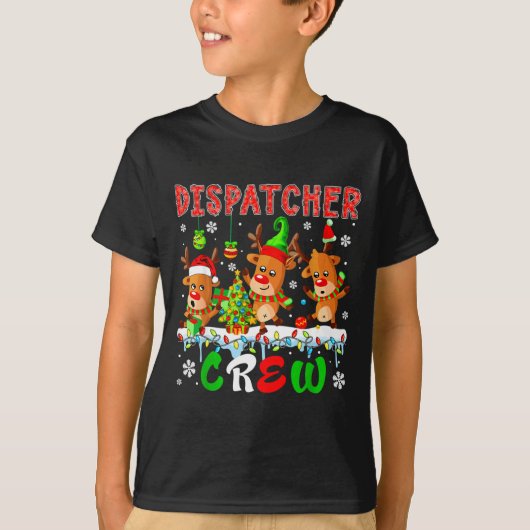 Dispatcher Crew Three Cute Santa Elf Reindeers Xma T-shirt (Voorkant)