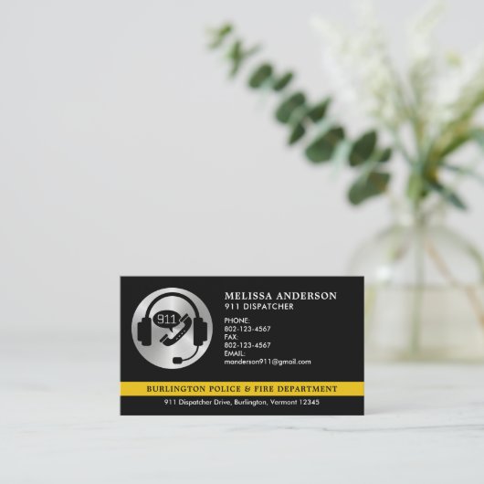 Dispatcher Custom Emergency Police Fire QR-code Visitekaartje (Staand voorkant)