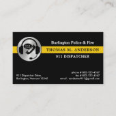 Dispatcher Custom Thin Gold Line 911 Logo QR Code Visitekaartje (Voorkant)