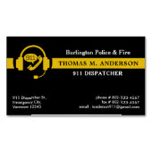 Dispatcher Custom Thin Gold Line Emergency Logo Magnetisch Visitekaartje (Voorkant)