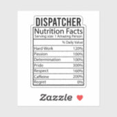 Dispatcher Nutrition Facts, Funny Dispatcher Gifts Sticker (Vel)