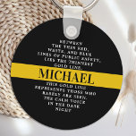 Dispatcher Poem Aangepast Thin Gold Line Sleutelhanger<br><div class="desc">Persoonlijke Thin Gold Line-Sleutelhanger voor 911 verzenders en politieswitsers. Pas deze sleutelhanger van de verzender met naam aan. Dit persoonlijke cadeau van de verzender is perfect voor de waardering van de politie-expediteur, dank je cadeaus voor 911 verzenders en cadeaus voor de uittreding van verzender of feestbevoordeling. Geef deze verzendingsbonnen bulksgewijs...</div>