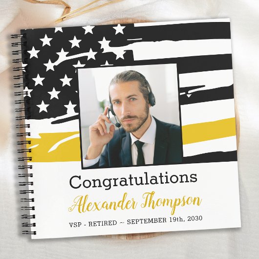 Dispatcher Retirement Photo Thin Gold Line Guest Notitieboek