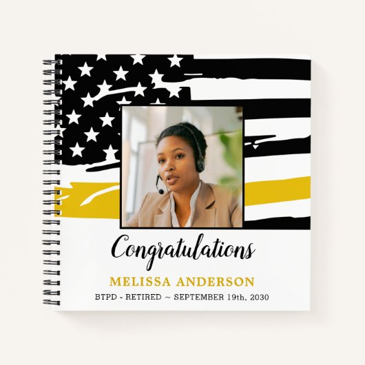Dispatcher Retirement Thin Gold Line Photo Guest Notitieboek (Voorkant)