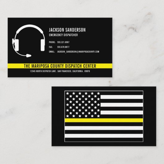 Dispatcher Telecommunicator voor hulpdiensten Visitekaartje (Voorkant / Achterkant)