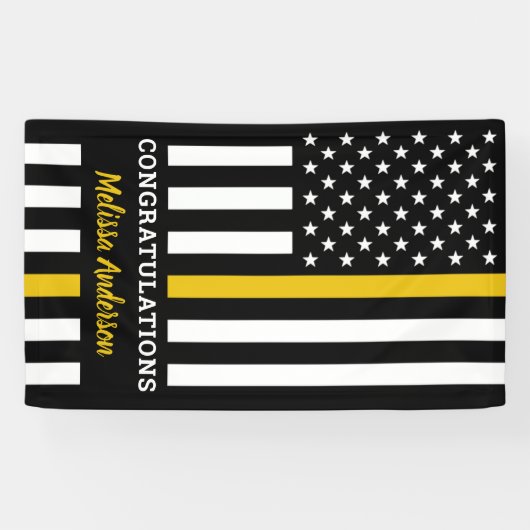 Dispatcher Thin Gold Line Flag Retirement Party Spandoek (Horizontaal)
