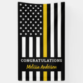 Dispatcher Thin Gold Line Flag Retirement Party Spandoek (Verticaal)