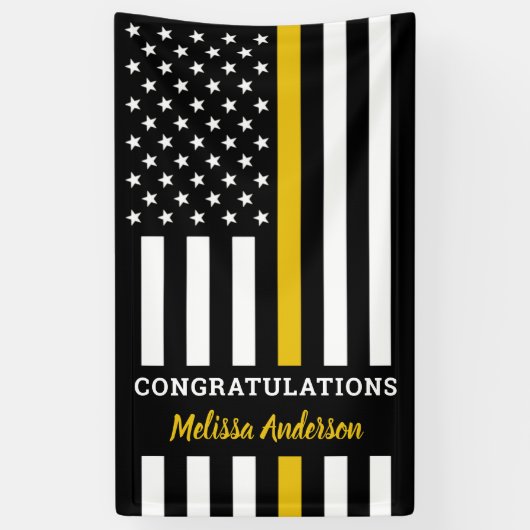 Dispatcher Thin Gold Line Flag Retirement Party Spandoek (Verticaal)