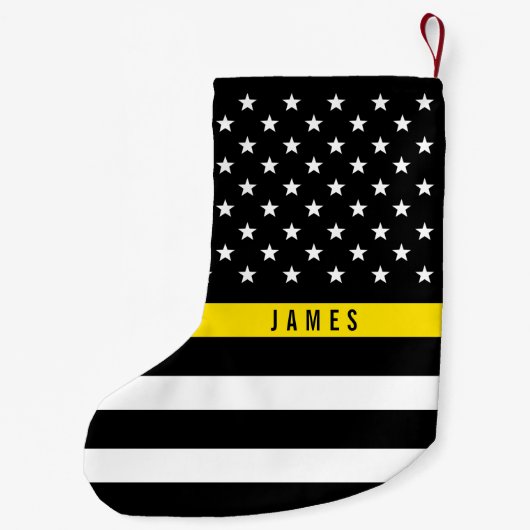 Dispatcher Thin Yellow Line American Flag Monogram Kleine Kerstsok (Achterkant)