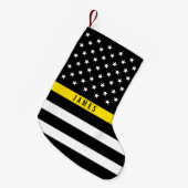 Dispatcher Thin Yellow Line American Flag Monogram Kleine Kerstsok (Voorkant (Hangend))
