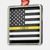 Dispatcher Thin Yellow Line American Flag Monogram Metalen Ornament (Links)