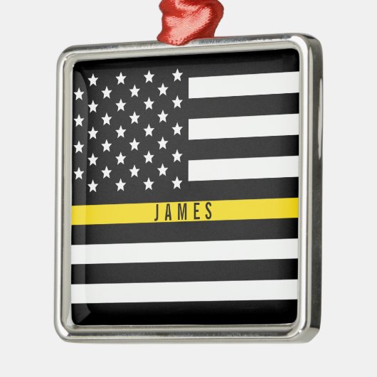 Dispatcher Thin Yellow Line American Flag Monogram Metalen Ornament (Links)
