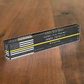 Dispatcher Thin Yellow Line American Flag Monogram Naambordje (Zijkant)