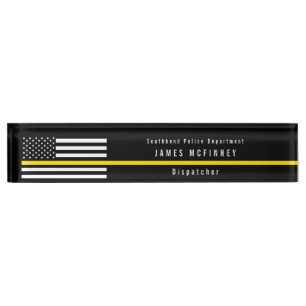 Dispatcher Thin Yellow Line American Flag Monogram Naambordje