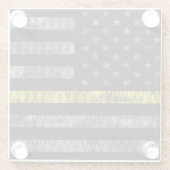 Dispatcher Thin Yellow Line Flag Glazen Onderzetter (Achterkant)