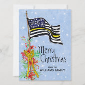 Dispatcher Thin Yellow Line Flag Holly Red Berries Feestdagenkaart (Voorkant)