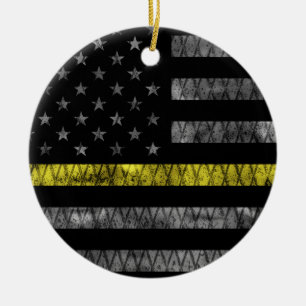 Dispatcher Thin Yellow Line Flag Keramisch Ornament