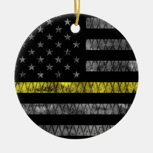 Dispatcher Thin Yellow Line Flag Keramisch Ornament (Voorkant)