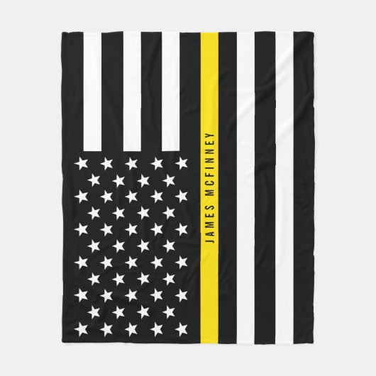 Dispatcher Thin Yellow Line Flag Monogram Med. Fleece Deken (Voorkant)