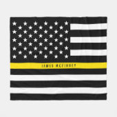 Dispatcher Thin Yellow Line Flag Monogram Med. Fleece Deken (Voorkant (Horizontaal))