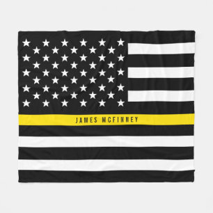 Dispatcher Thin Yellow Line Flag Monogram Med. Fleece Deken