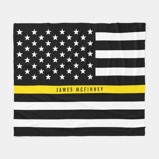 Dispatcher Thin Yellow Line Flag Monogram Med. Fleece Deken (Voorkant (Horizontaal))