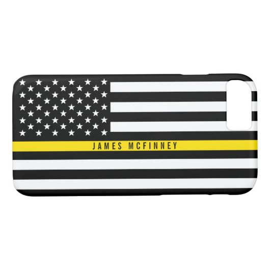 Dispatcher Thin Yellow Line Flag Monogramed Case-Mate iPhone Case (Achterkant (Horizontaal))