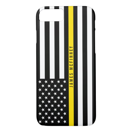 Dispatcher Thin Yellow Line Flag Monogramed Case-Mate iPhone Case (Achterkant)