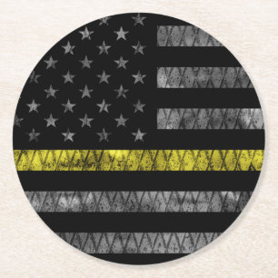 Dispatcher Thin Yellow Line Flag Ronde Kartonnen Onderzetter