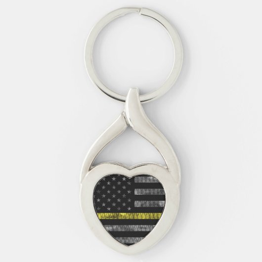 Dispatcher Thin Yellow Line Flag Sleutelhanger (Voorkant)