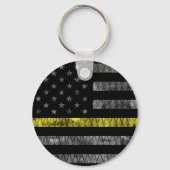 Dispatcher Thin Yellow Line Flag Sleutelhanger (Voorkant)