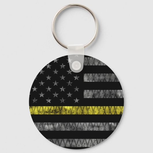 Dispatcher Thin Yellow Line Flag Sleutelhanger (Voorkant)